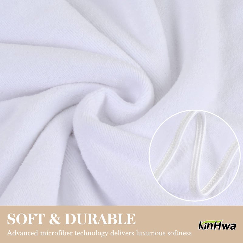 KinHwa Microfiber Hand Towels for Bathroom Soft and Absorbent Face Towels for Bath, Spa, Gym 16inch x 30inch (4, White, 16inch x 30inch) - Image 4